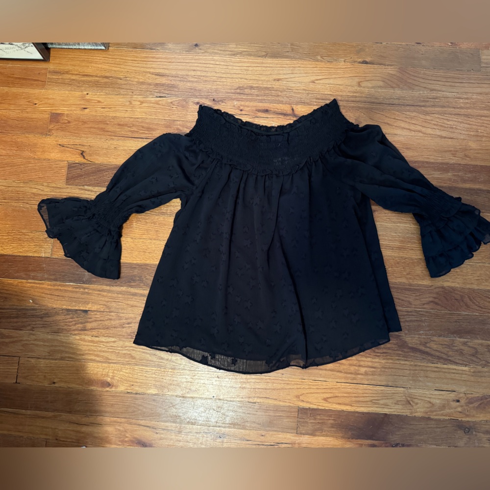 Fourteen & 9 Elegant Black Off-Shoulder Women's Top